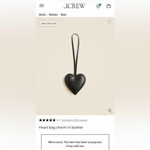 J Crew heart bag charm in leather